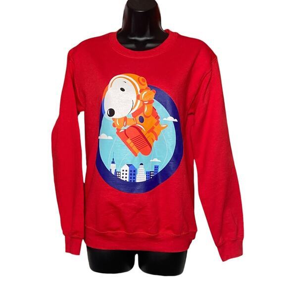 Peanuts Snoopy Astronaut Womens Red Crewneck Sweatshirt Size XS NWT - Picture 7 of 12